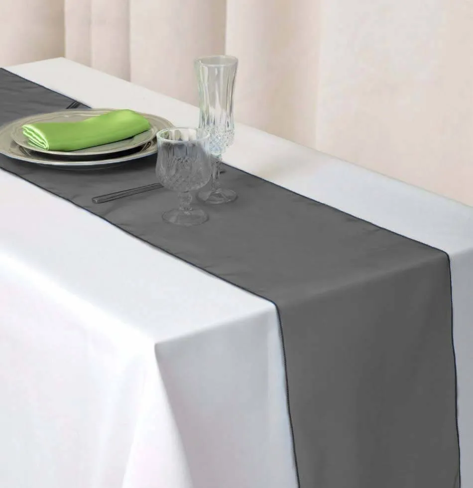 10 Pack Black Sheer Organza Table Runners - 14"x108"