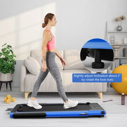 2.25HP 2 in 1 Folding Treadmill with APP Speaker Remote Control-Navy