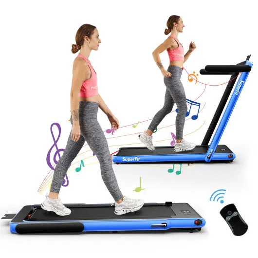 2.25HP 2 in 1 Folding Treadmill with APP Speaker Remote Control-Navy