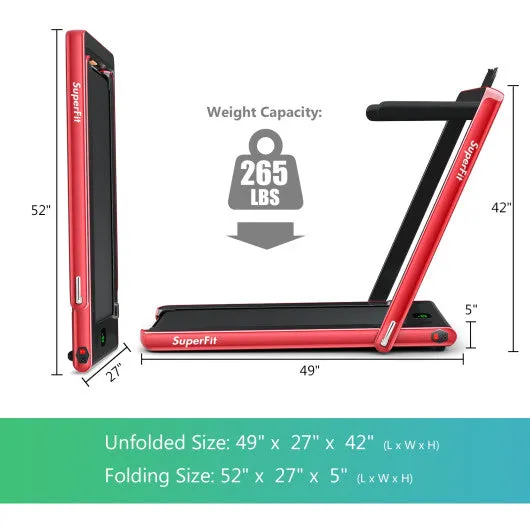 2.25HP 2 in 1 Folding Treadmill with APP Speaker Remote Control-Red