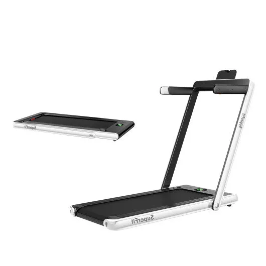 2.25HP 2 in 1 Folding Treadmill with APP Speaker Remote Control-White