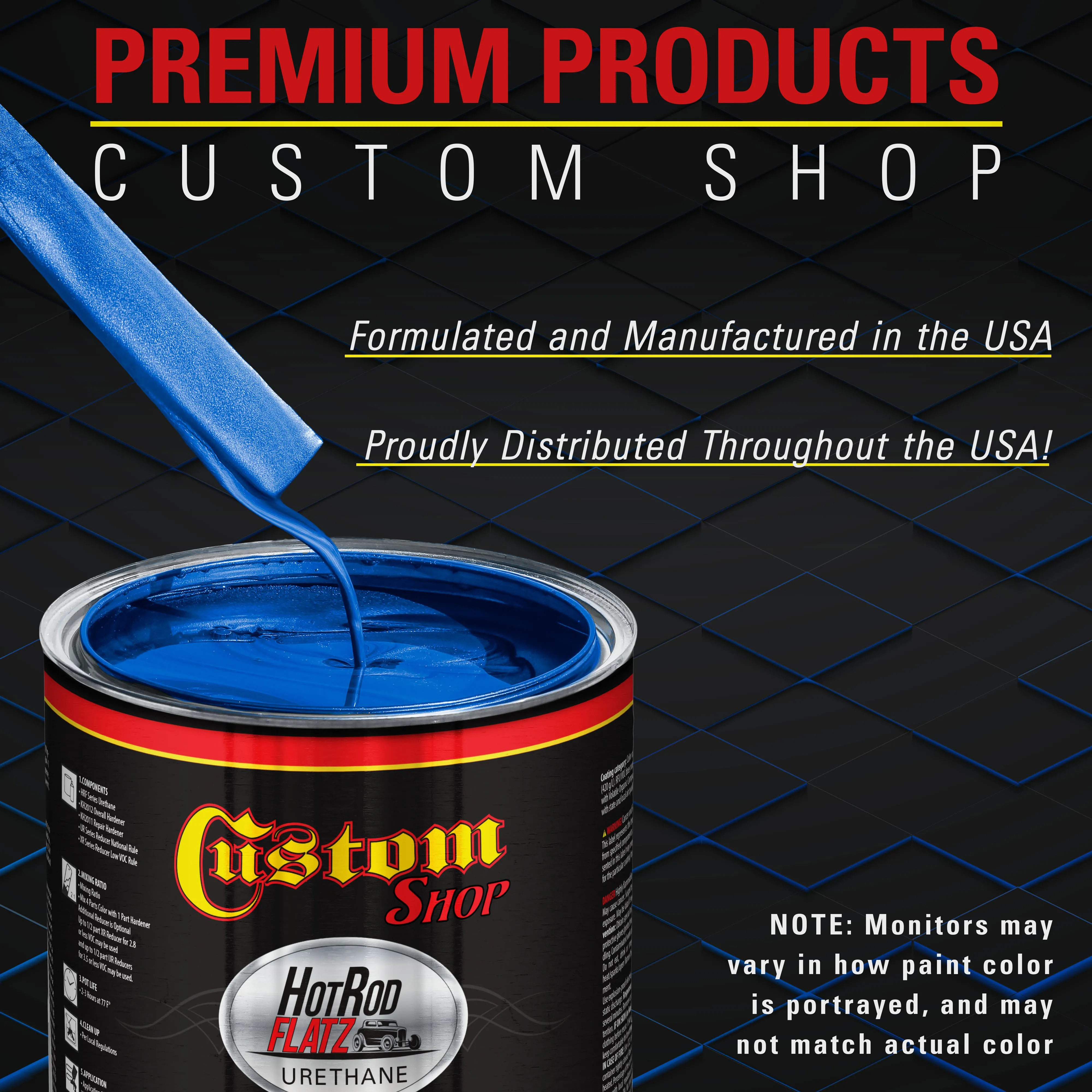 Burn Out Blue Metallic - Hot Rod Flatz Flat Matte Satin Urethane Auto Paint - Paint Gallon Only - Professional Low Sheen Automotive, Car Truck Coating, 4:1 Mix Ratio