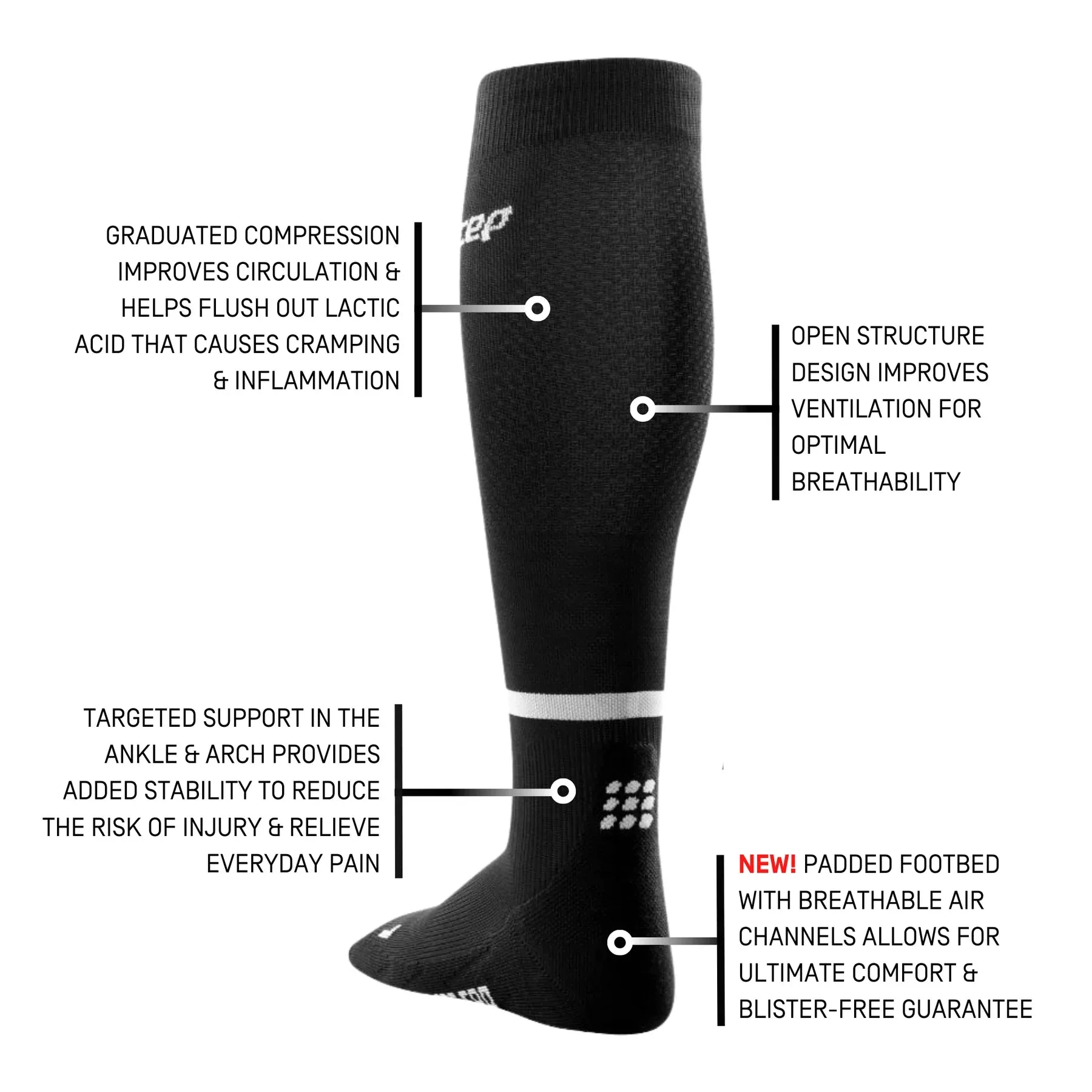 CEP | The Run Compression Tall Socks 4.0 | Women's | Black