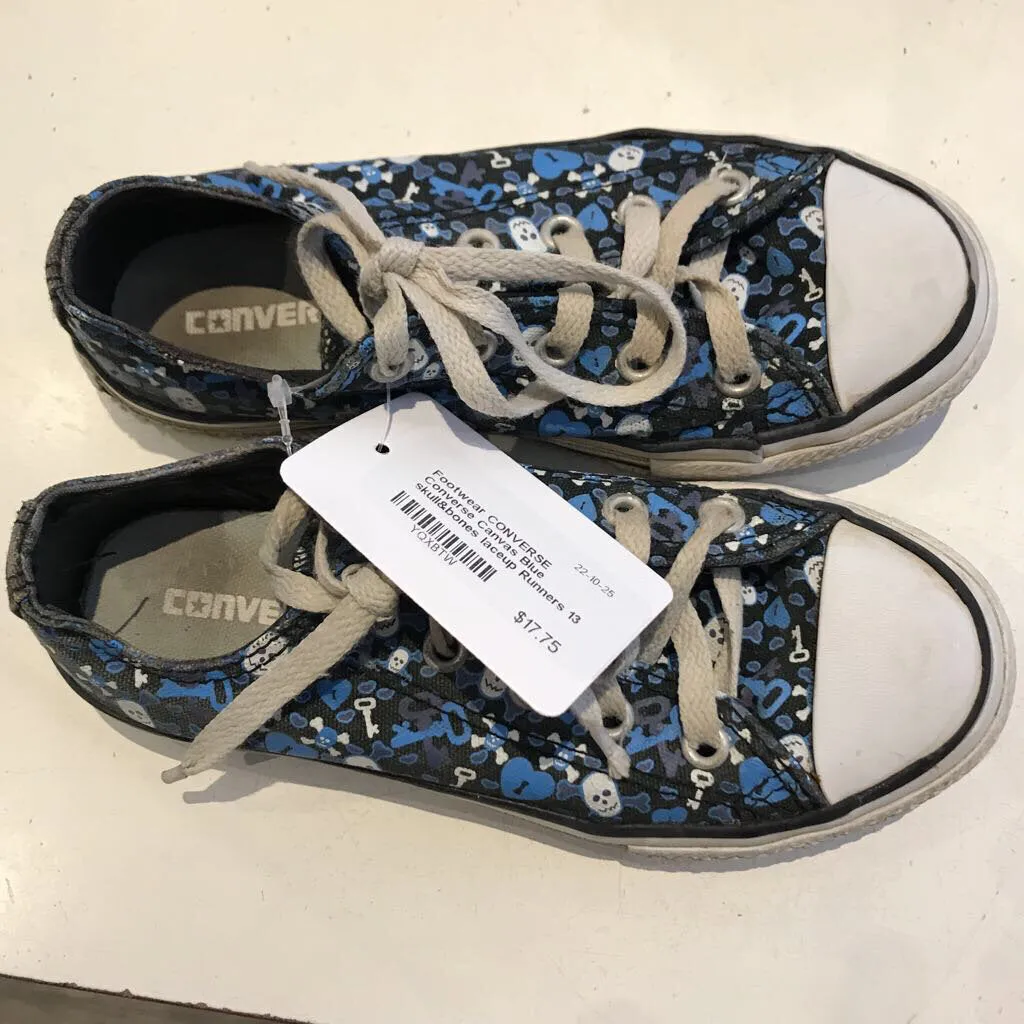 Converse Canvas Blue skull&bones laceup Runners 13