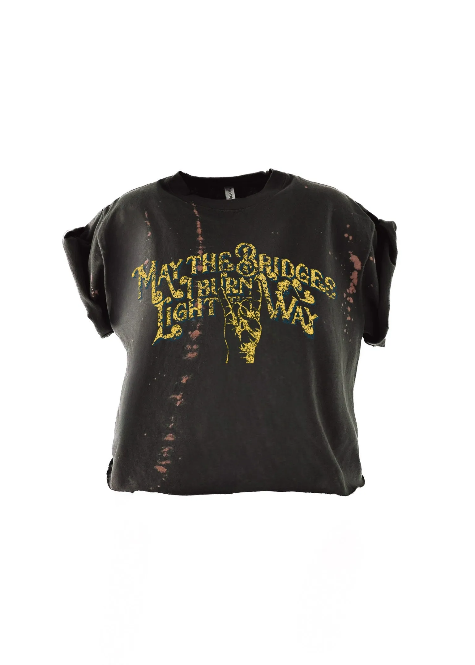 CROPPED MAY THE BRIDGES I BURN LIGHT THE WAY BLEACHED OUT GRAPHIC TEE