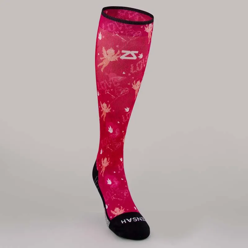 Cupid Doodle Valentine's Compression Socks (Knee-High)