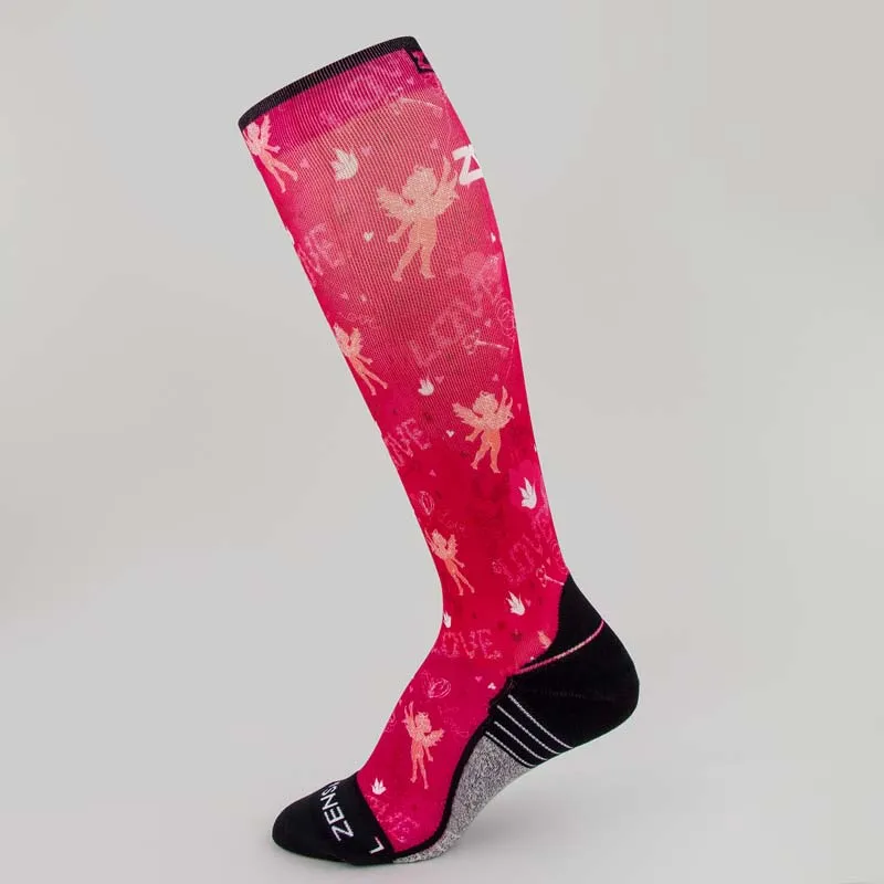 Cupid Doodle Valentine's Compression Socks (Knee-High)