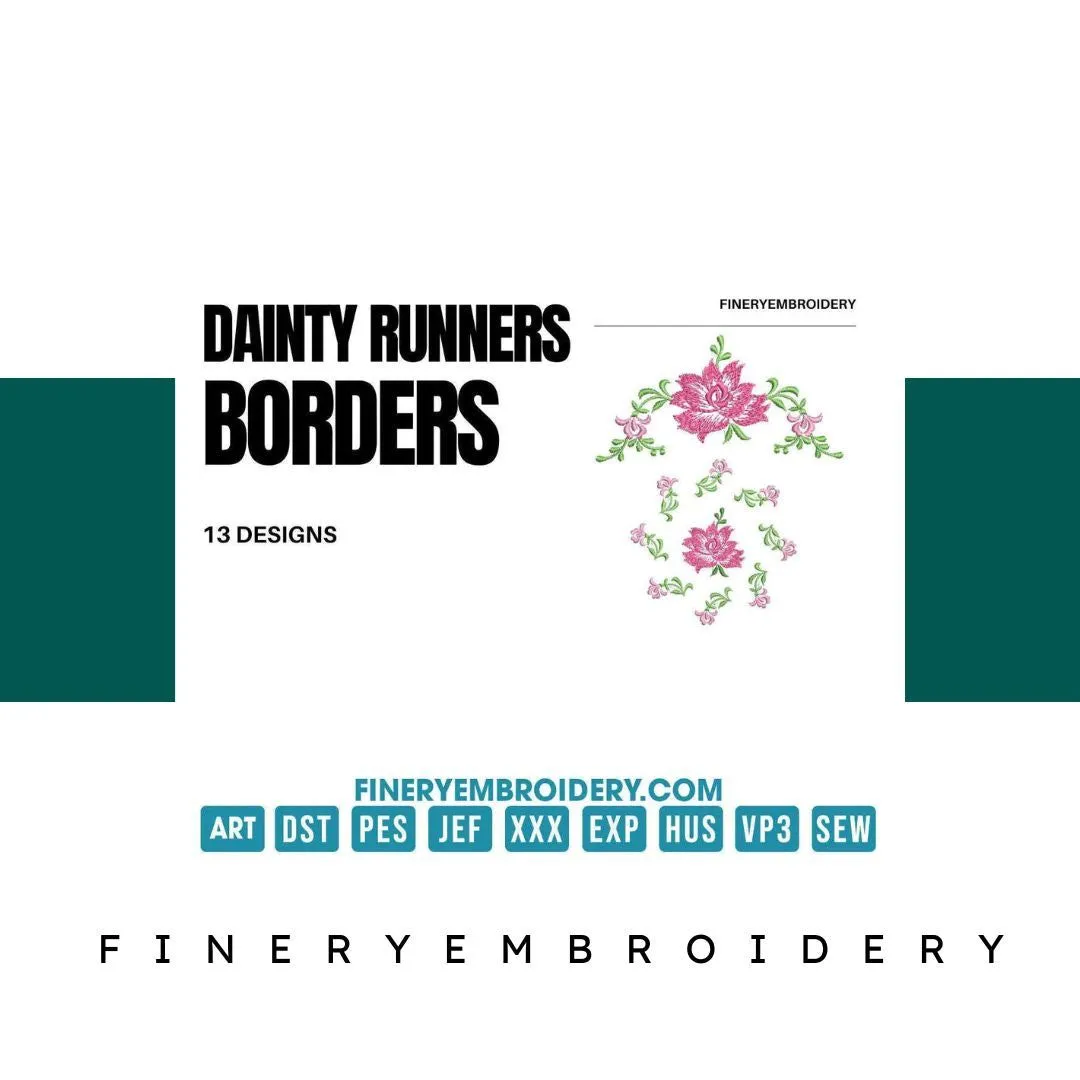 Dainty runners: Embroidery Design Pack