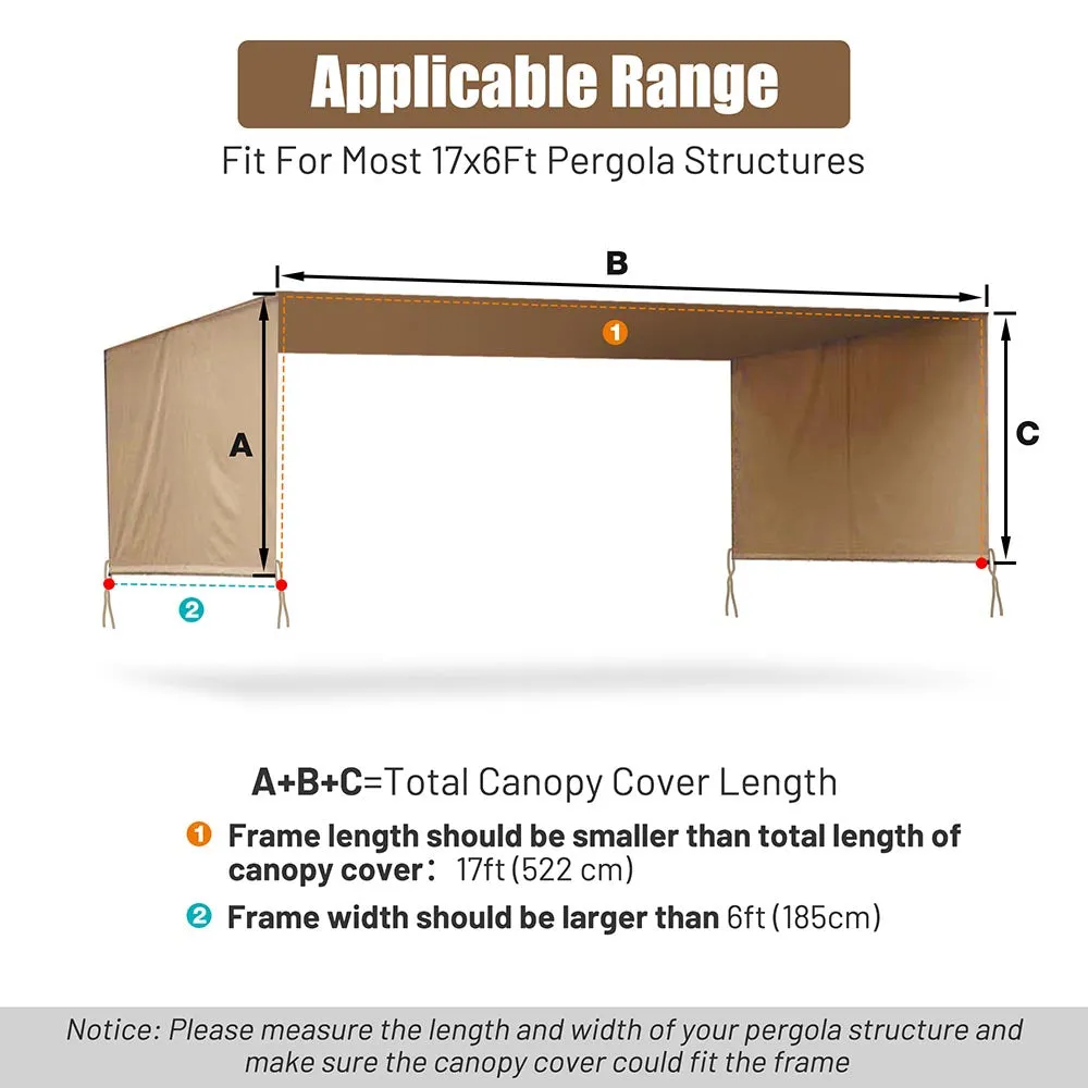 DIY 17' x 6-3/4' Pergola Roof Cover Canopy Replacement