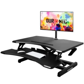 Duronic Sit-Stand Desk DM05D16 | Height Adjustable Office Workstation | 77x50cm Platform | Raises from 12-43cm | Riser for PC Computer Screen, Keyboard, Laptop | Ergonomic Desktop Table Converter