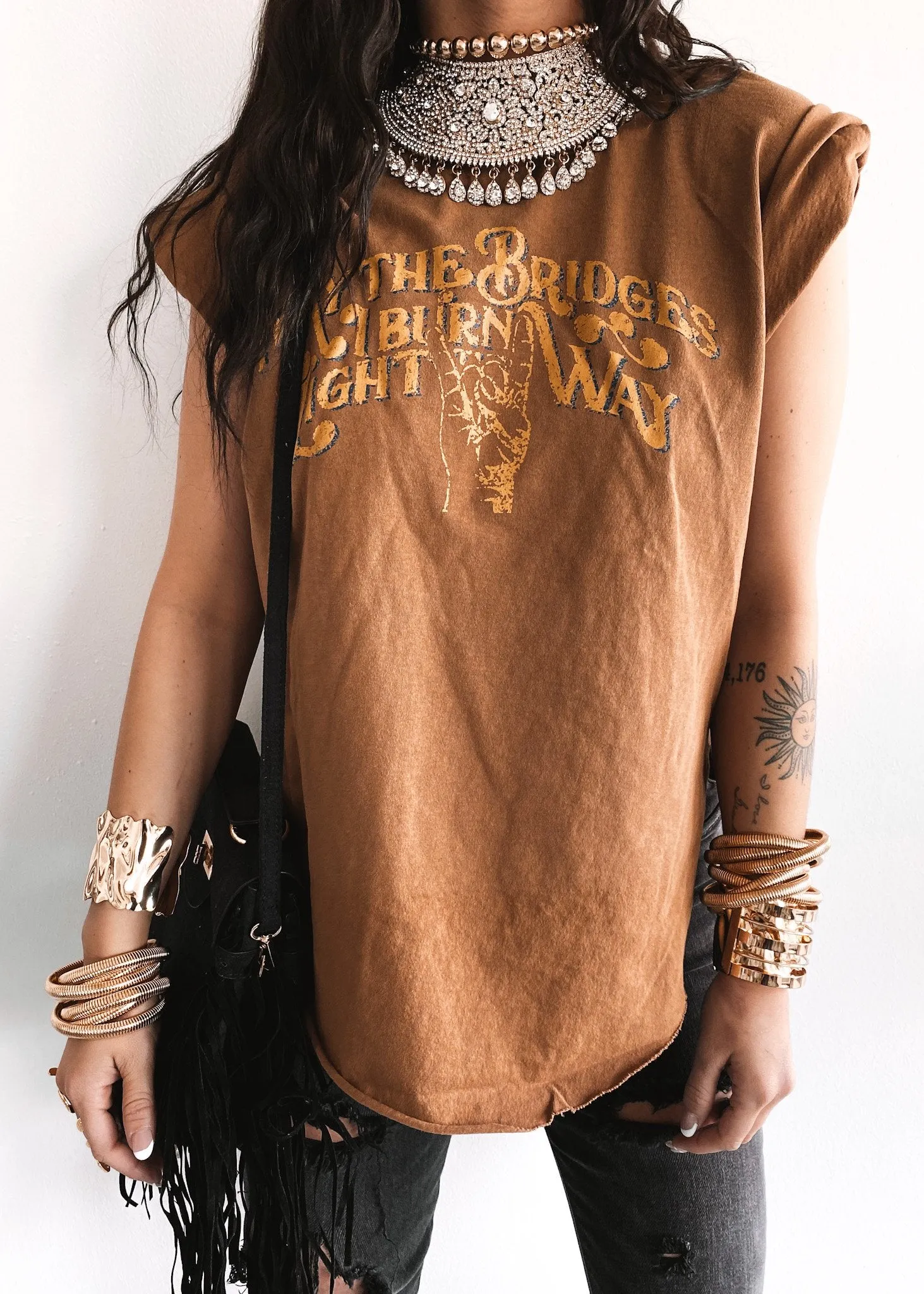 FINAL SALE: MAY THE BRIDGES I BURN LIGHT THE WAY SIDE SLIT TEE