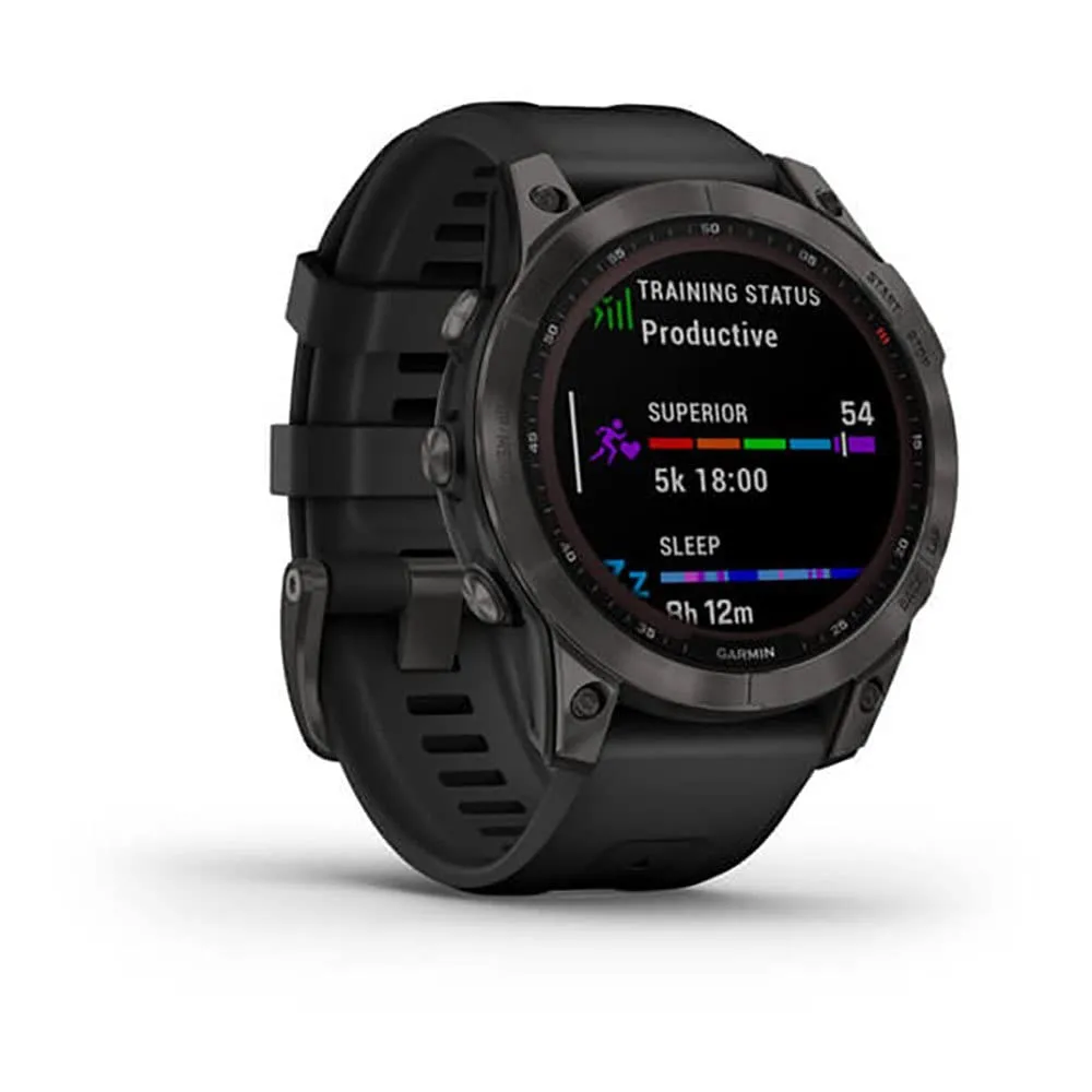 Garmin Fenix 7 Sapphire Solar with Silicone Strap DLC-Titanium Black/Black