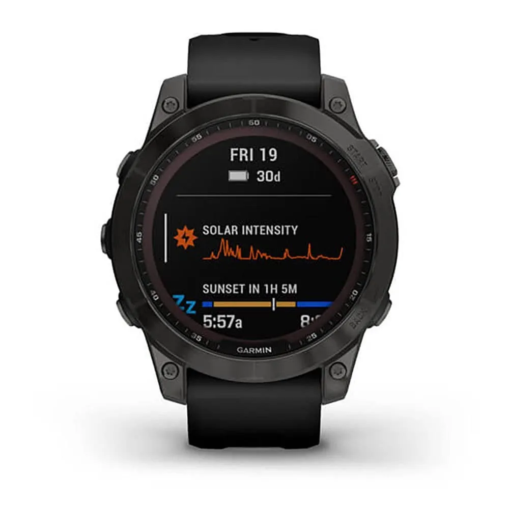 Garmin Fenix 7 Sapphire Solar with Silicone Strap DLC-Titanium Black/Black