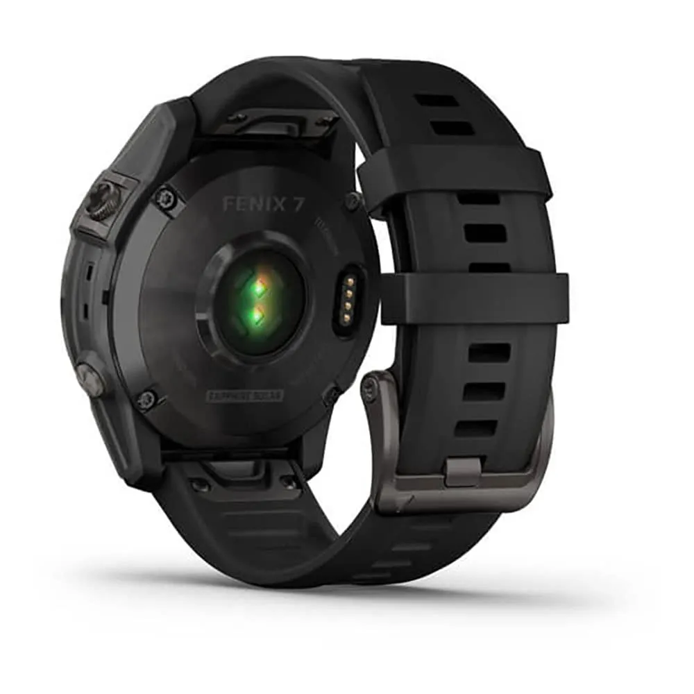 Garmin Fenix 7 Sapphire Solar with Silicone Strap DLC-Titanium Black/Black