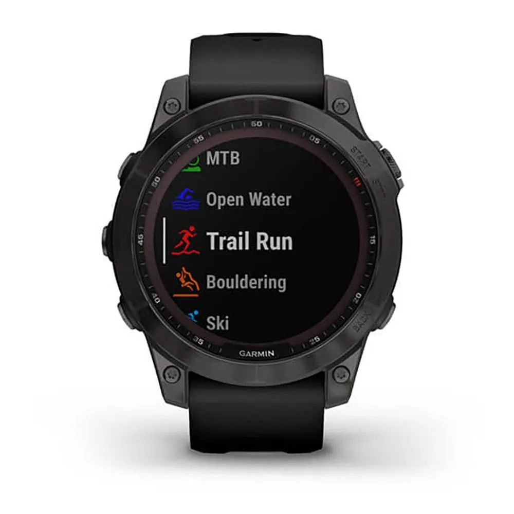 Garmin Fenix 7 Sapphire Solar with Silicone Strap DLC-Titanium Black/Black