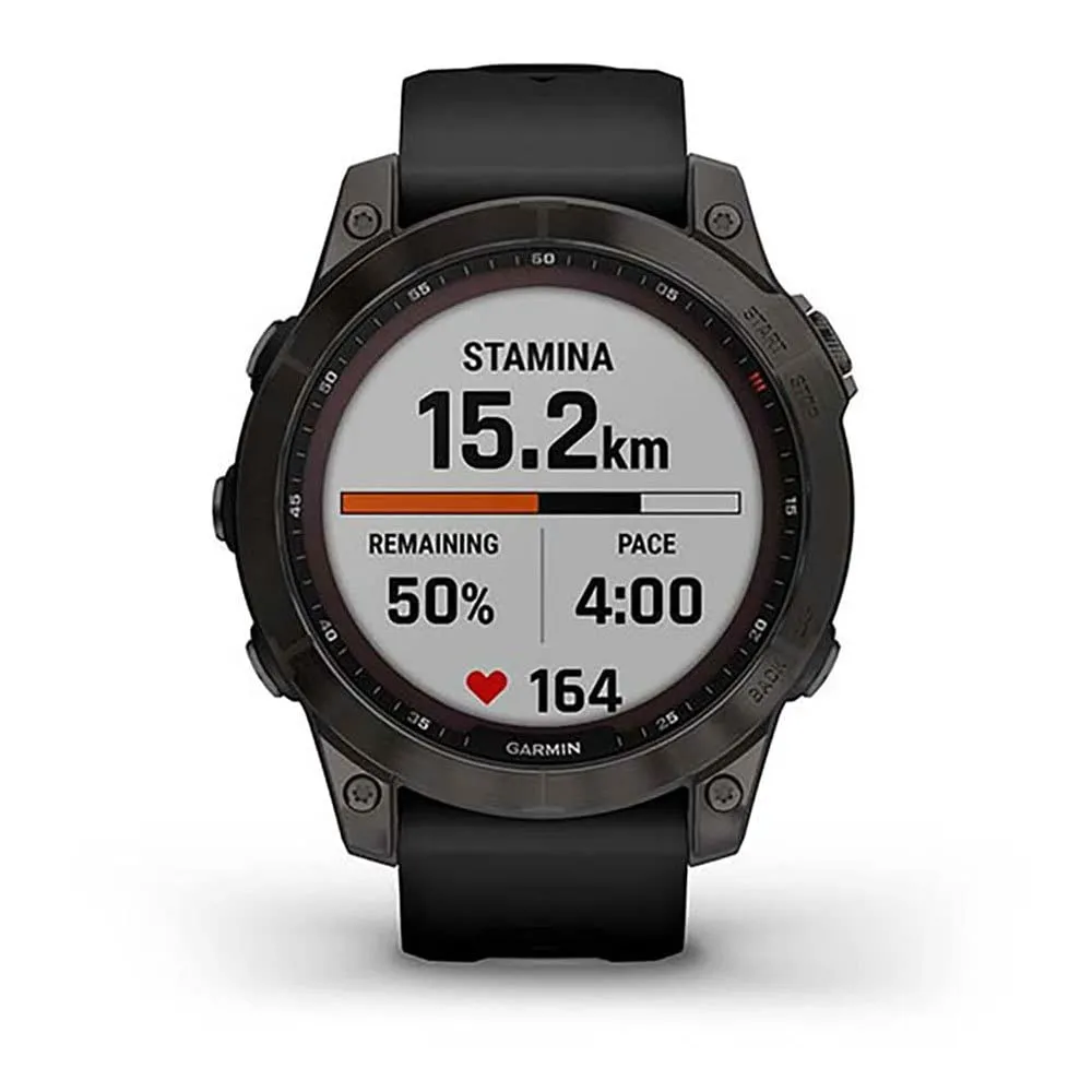 Garmin Fenix 7 Sapphire Solar with Silicone Strap DLC-Titanium Black/Black