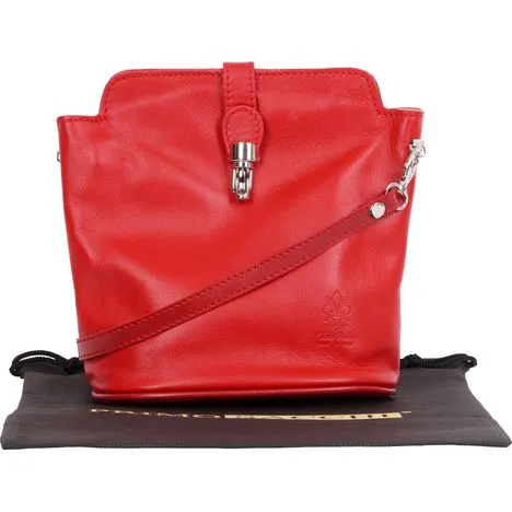 Giosetta-Soft Leather Push Clip Shoulder & Crossbody Bag Plain Colours