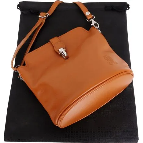 Giosetta-Soft Leather Push Clip Shoulder & Crossbody Bag Plain Colours