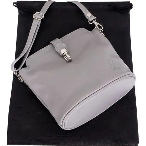 Giosetta-Soft Leather Push Clip Shoulder & Crossbody Bag Plain Colours