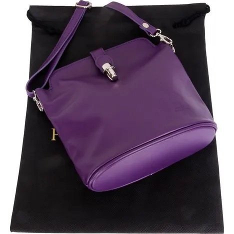 Giosetta-Soft Leather Push Clip Shoulder & Crossbody Bag Plain Colours