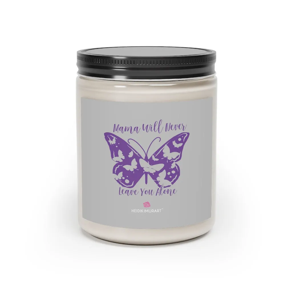 Grey Butterfly Soy Wax Candle, 9oz Best Vanilla or Cinnamon Stick Candle In A Glass Container For Mothers - Made in the USA