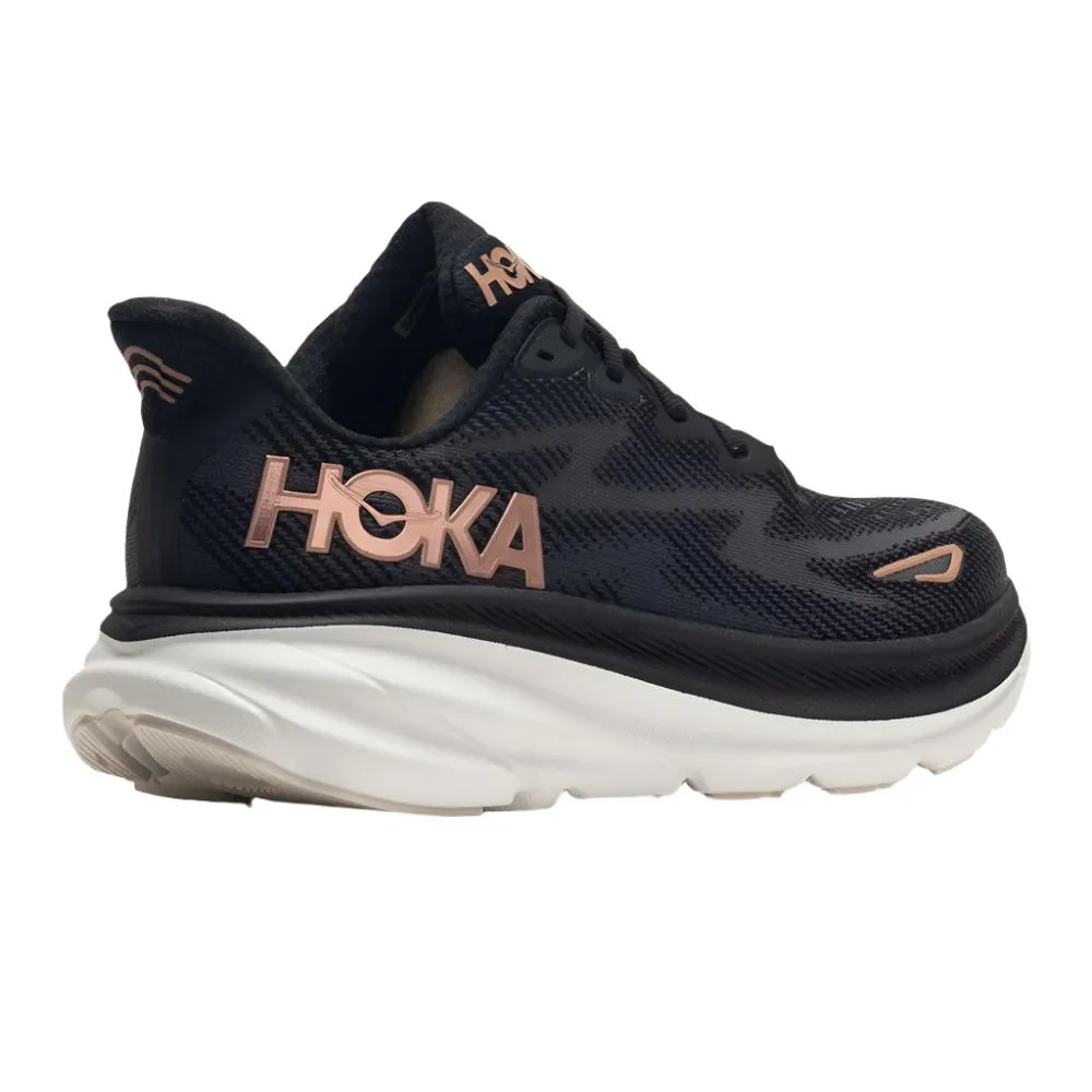 Hoka Women's Clifton 9 Black / Rose Gold Wide