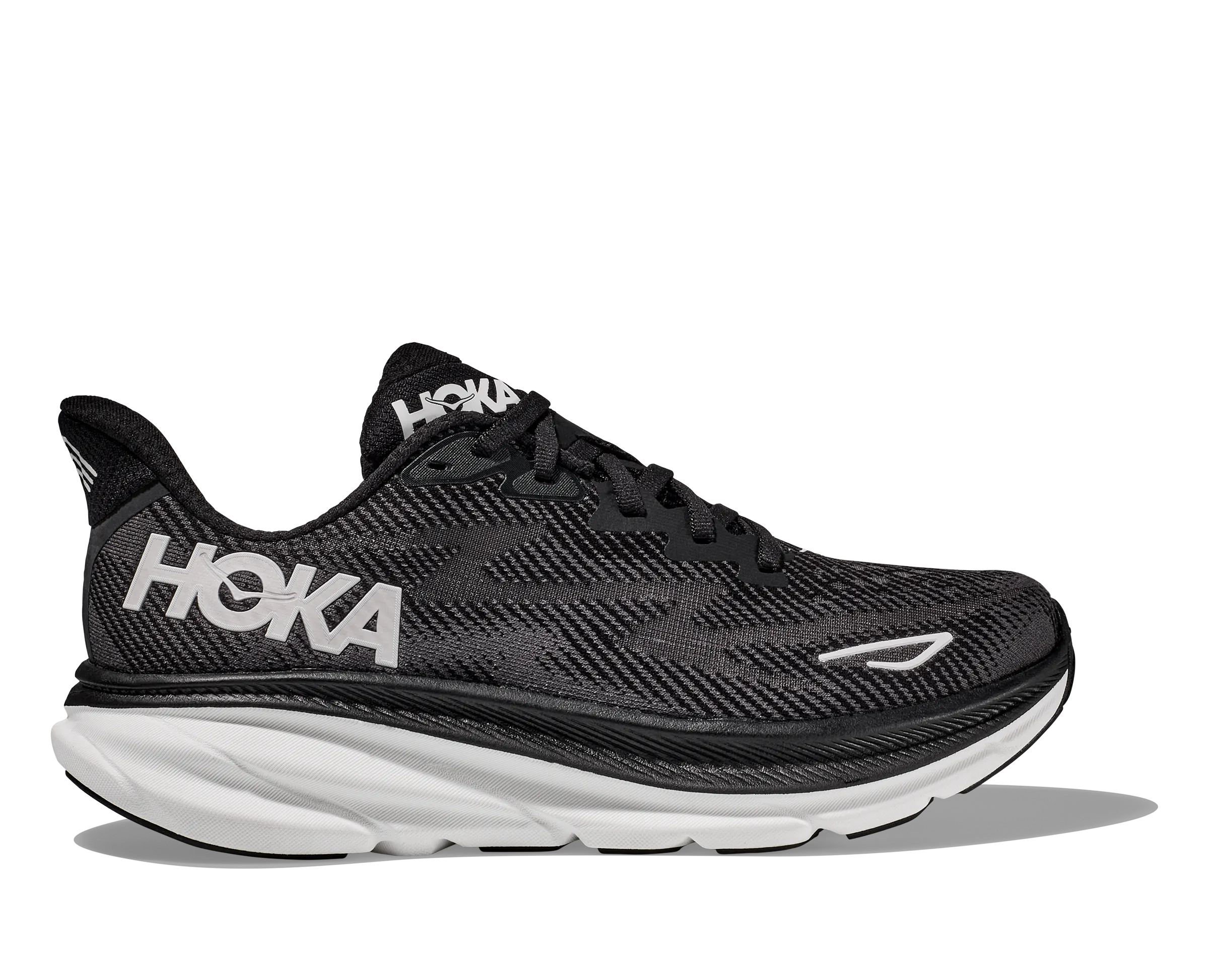 Men's HOKA Clifton 9 Running Shoe in Black / White