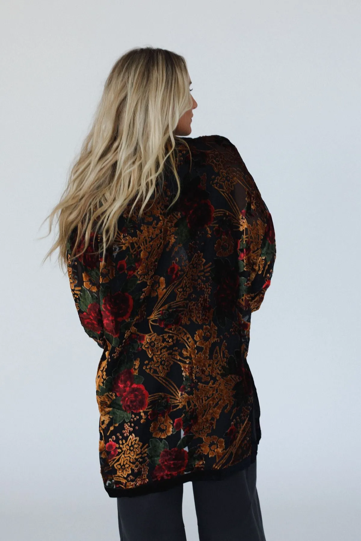 Mirren Velvet Kimono - Black Mutli