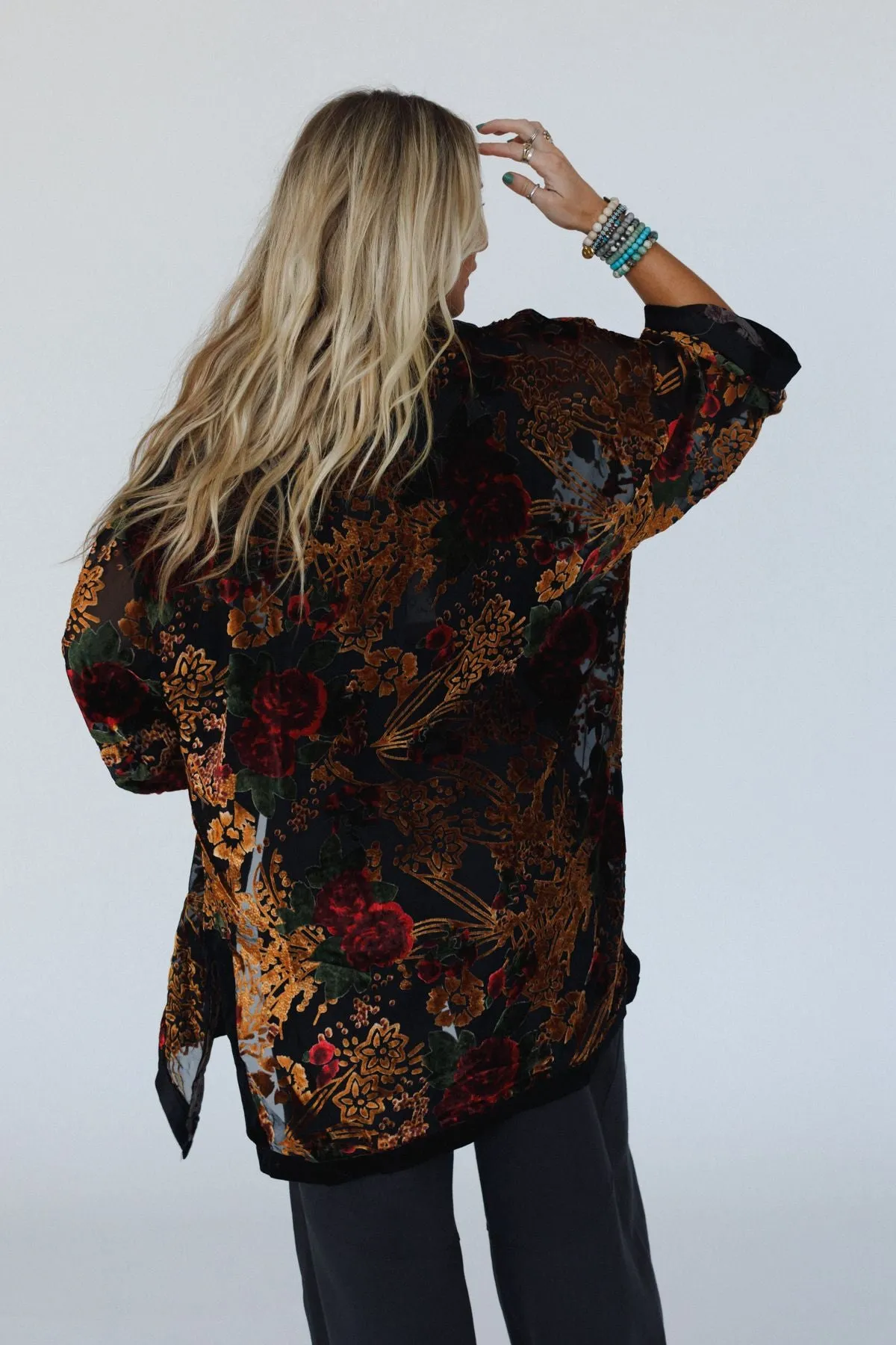 Mirren Velvet Kimono - Black Mutli