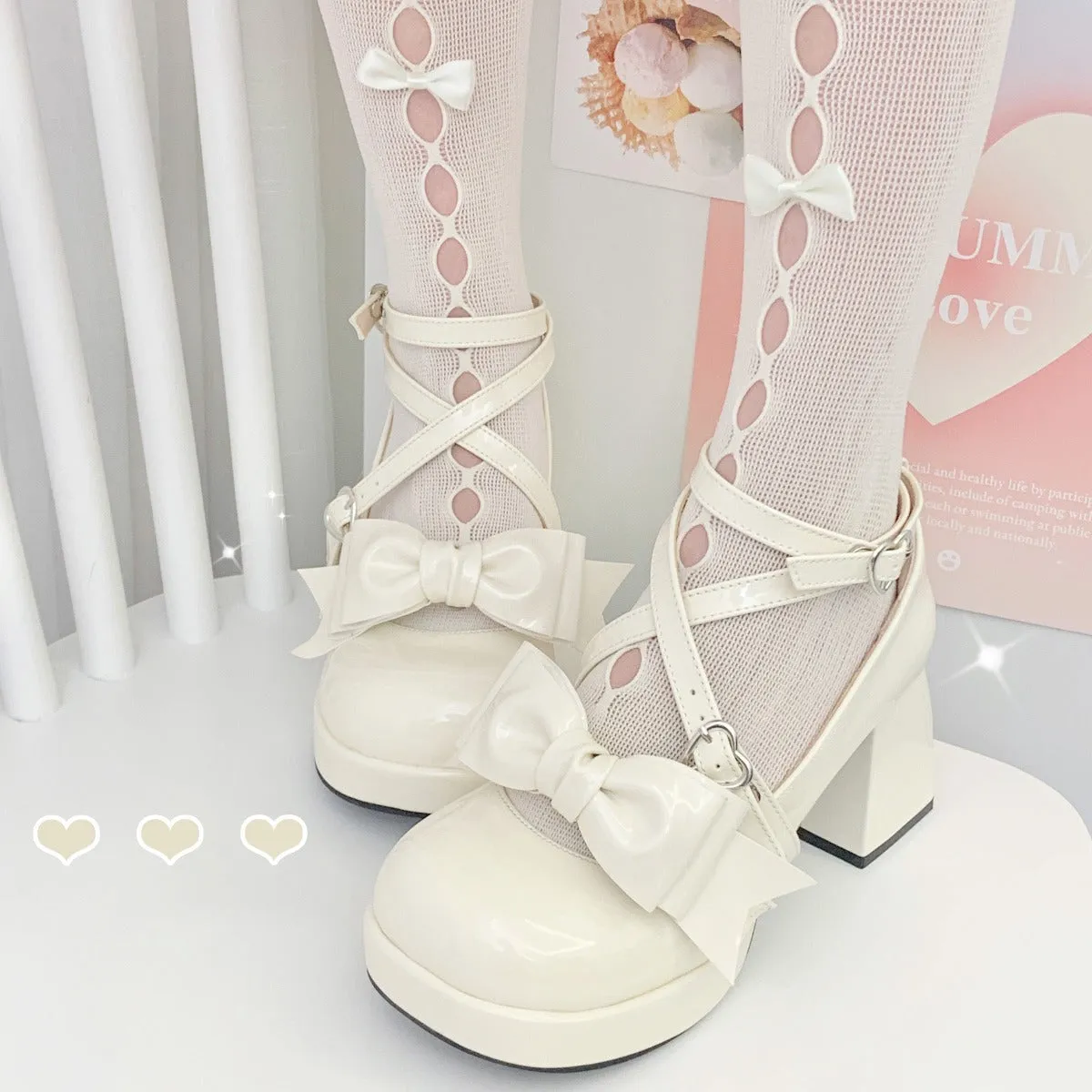 [Miss Variety] - Removable Ribbon Bow High Heels