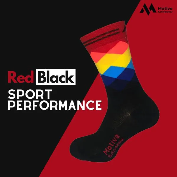 Motive Sock Sport Performance Socks - Black/Red