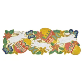 Rascally Rabbits Bead Embroidered Table Runner in Multi