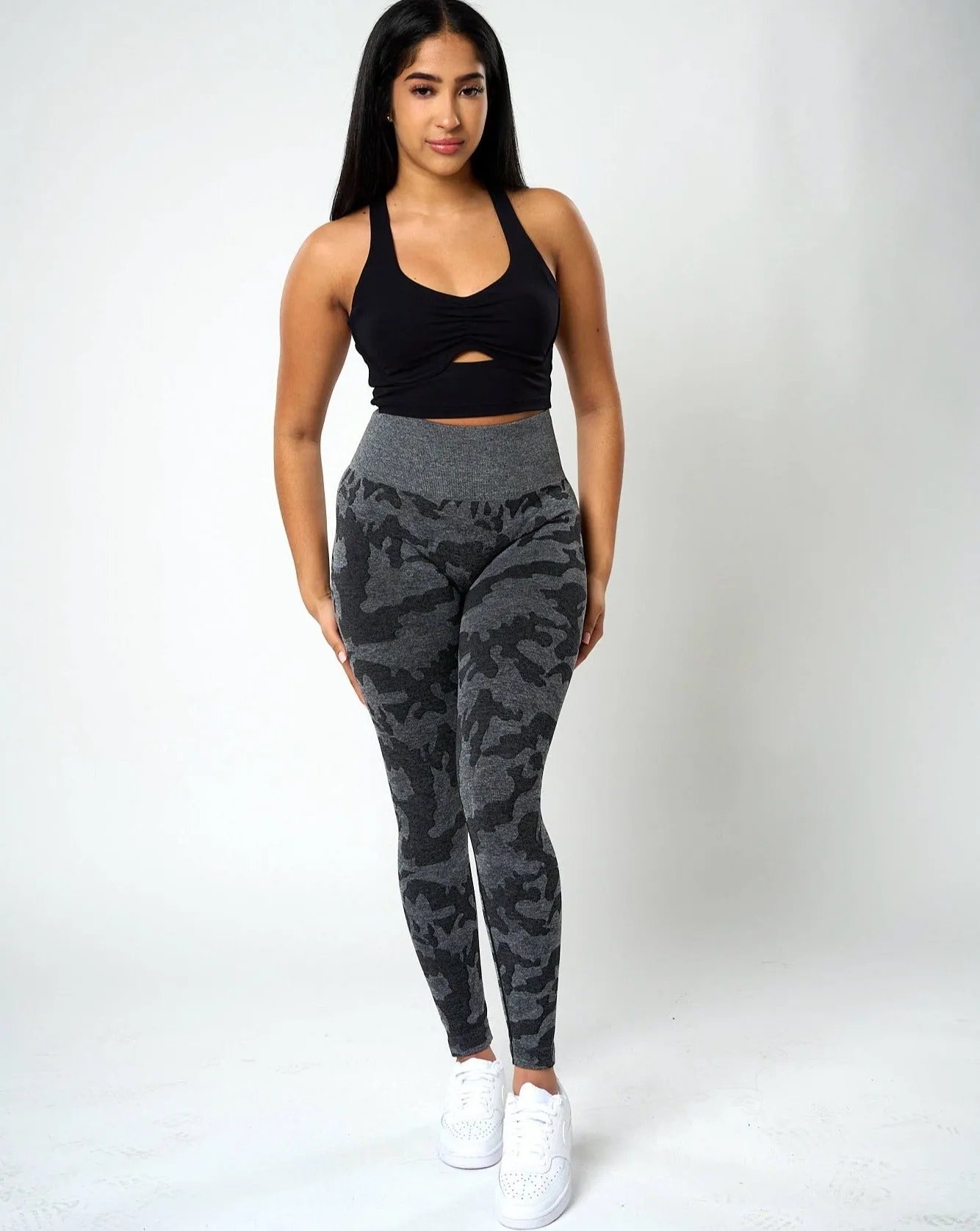 Rita Camo Seamless Leggings - Black