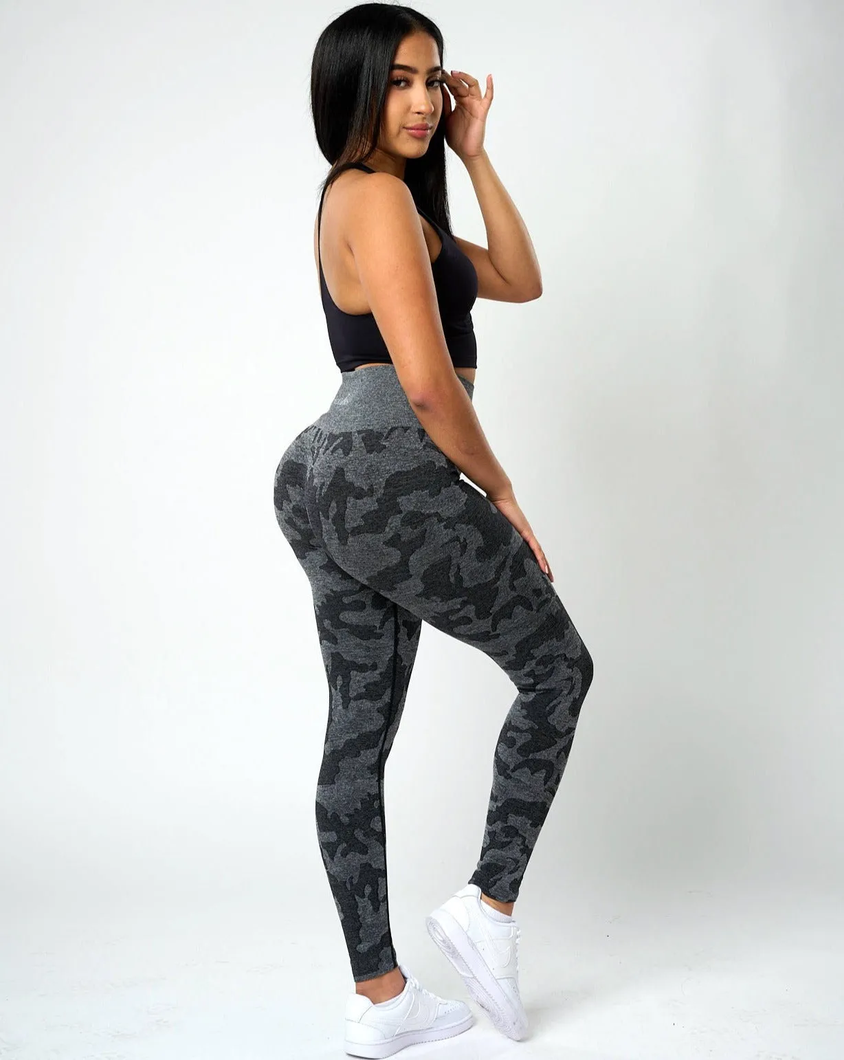 Rita Camo Seamless Leggings - Black