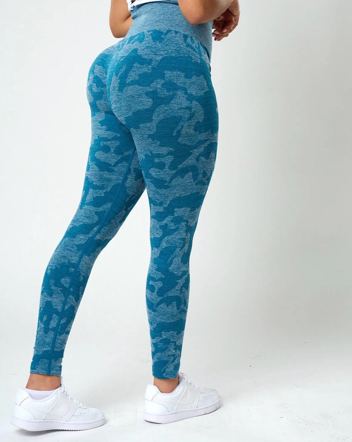 Rita Camo Seamless Leggings - Slate Blue