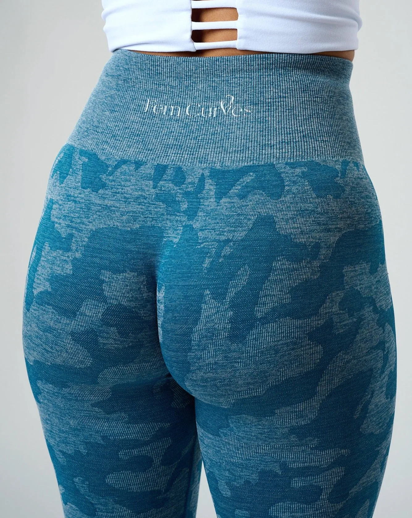 Rita Camo Seamless Leggings - Slate Blue