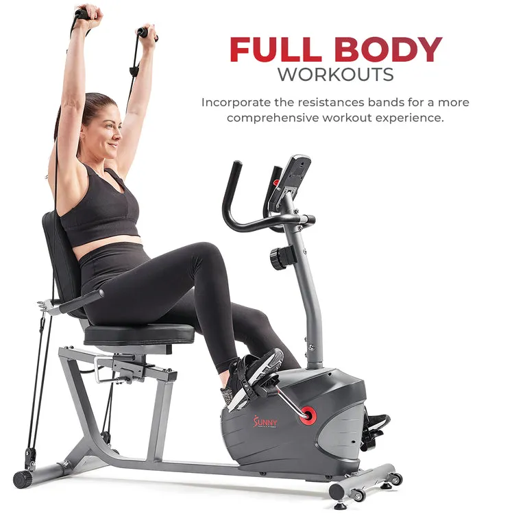 Sunny Health & Fitness Performance Interactive Series Recumbent Exercise Bike with Exclusive SunnyFit App Enhanced Bluetooth Connectivity - SF-RB420031