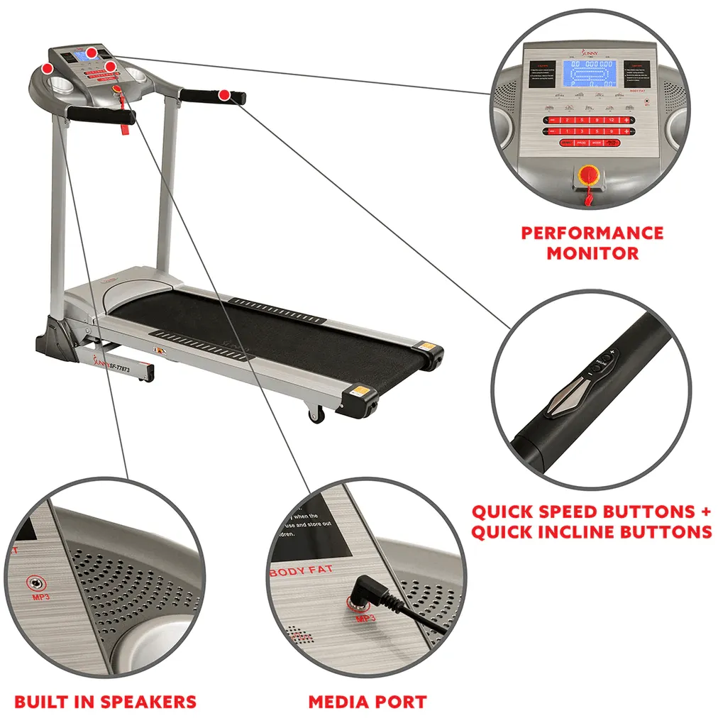 Sunny Health & Fitness Treadmill with Auto Incline