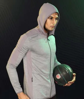 Technosport Full Sleeve Dry Fit Hoodie Jacket for Men PL-71 (Silver Grey)