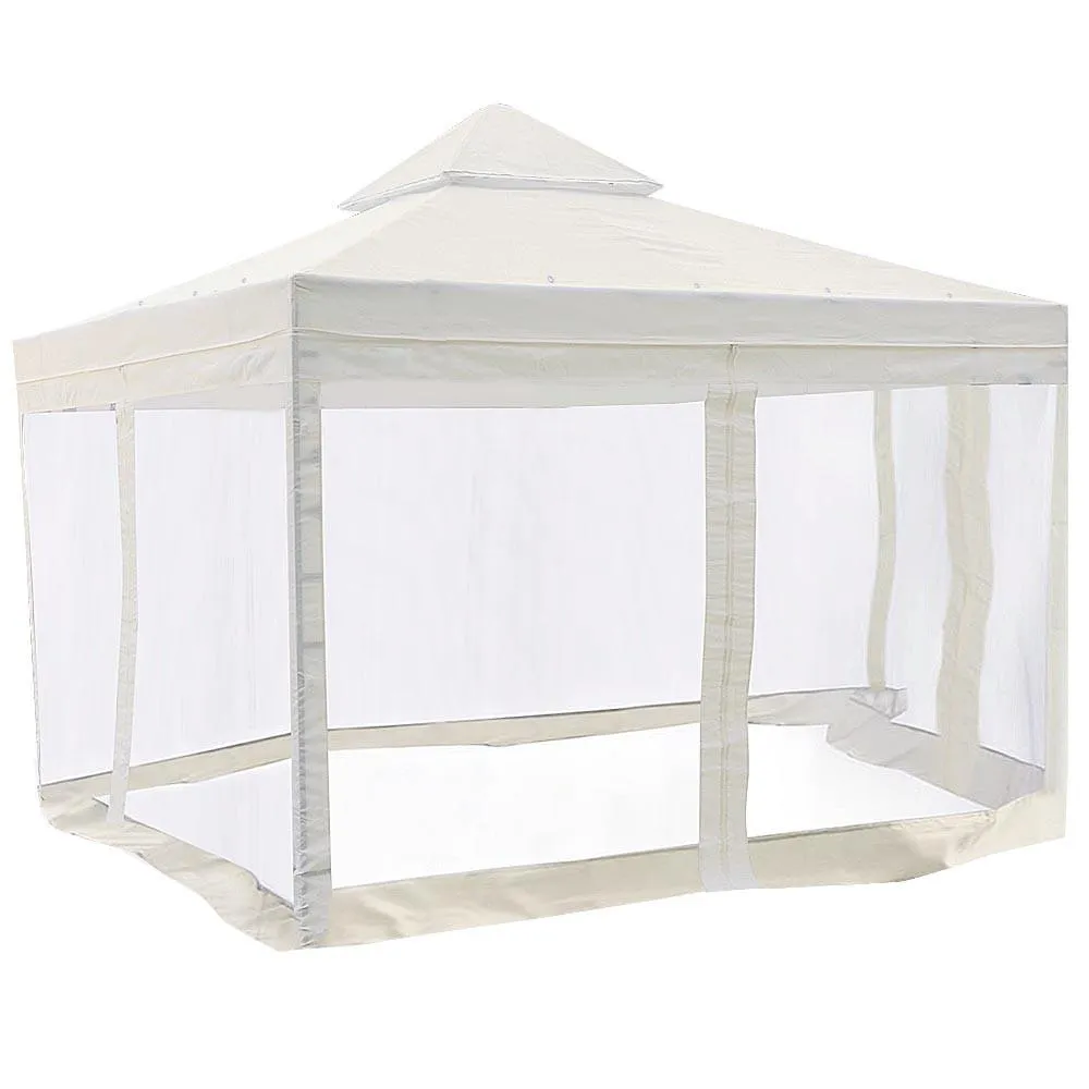 TheLAShop 10x10 ft Gazebo Top Replacement with Netting Ivory