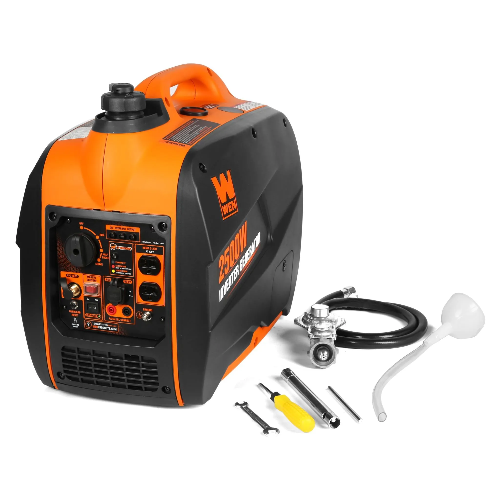 WEN DF250iX Super Quiet 2500-Watt Portable Dual Fuel Inverter Generator with Fuel Shut-Off and CO Sensor