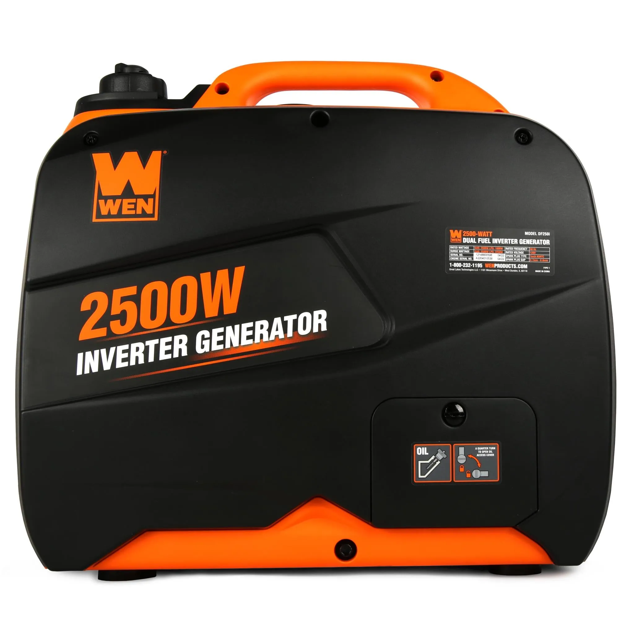 WEN DF250iX Super Quiet 2500-Watt Portable Dual Fuel Inverter Generator with Fuel Shut-Off and CO Sensor