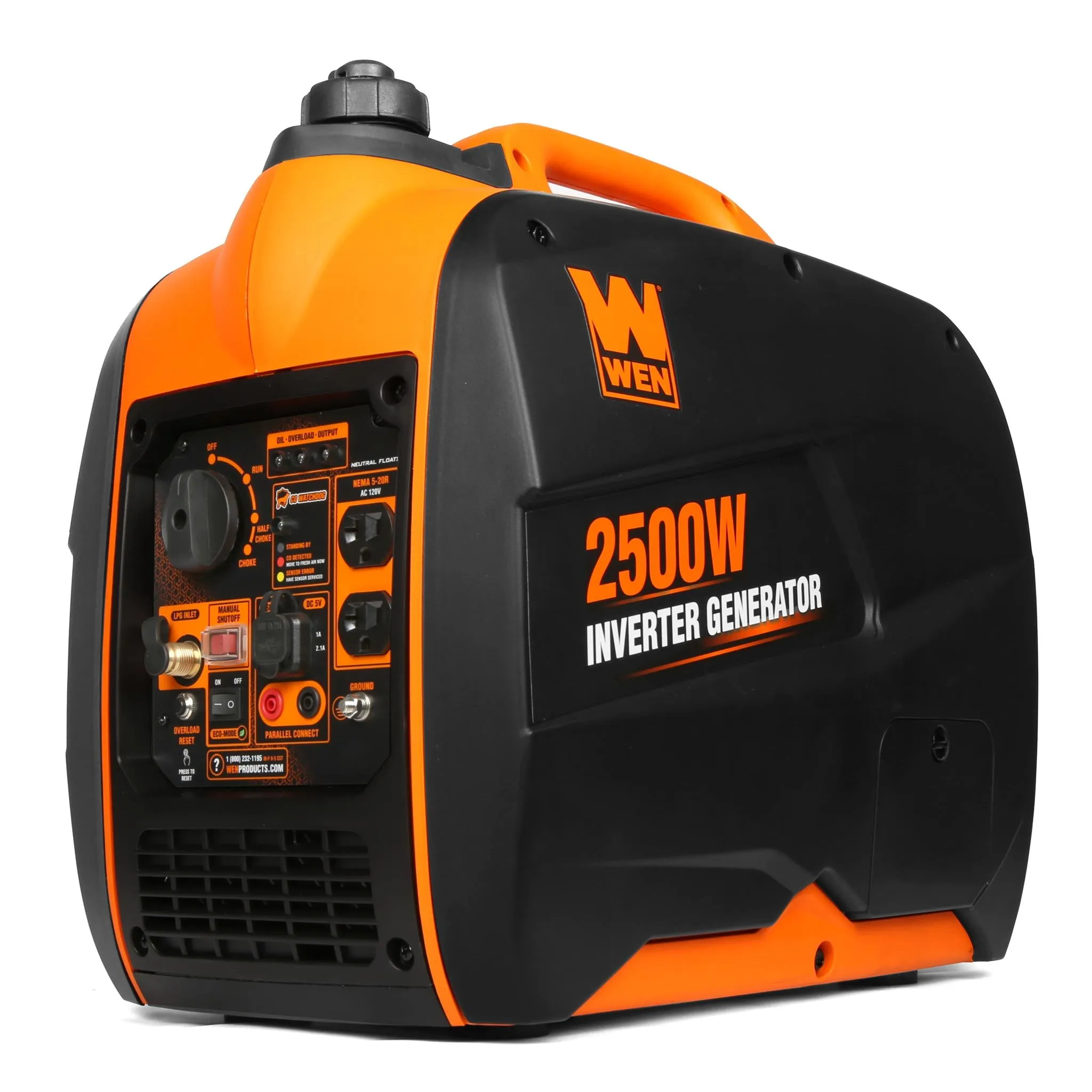 WEN DF250iX Super Quiet 2500-Watt Portable Dual Fuel Inverter Generator with Fuel Shut-Off and CO Sensor