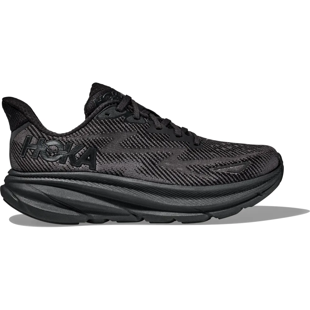 Womens Clifton 9 WIDE - Black/Black