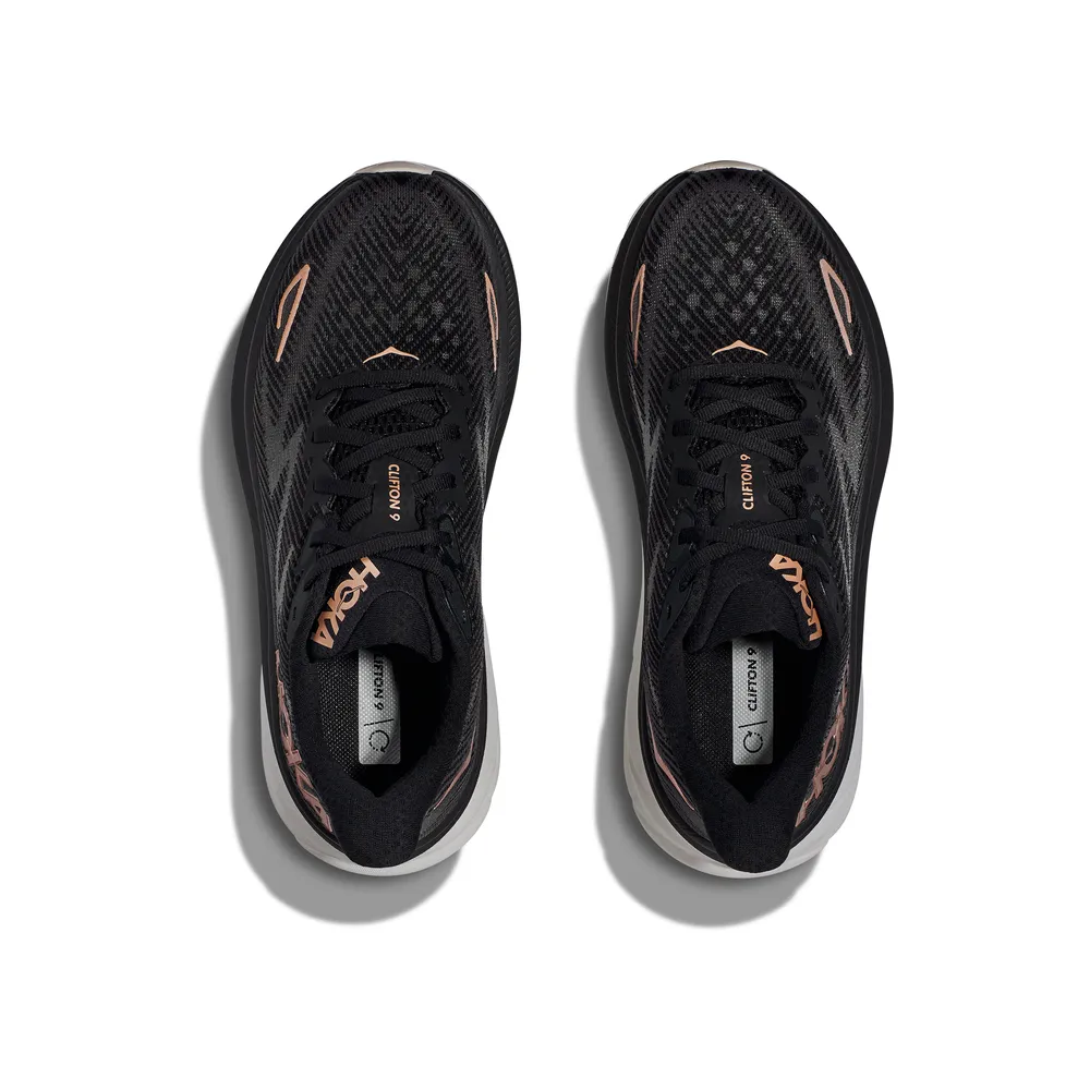 Womens Clifton 9 WIDE - Black/Rose Gold