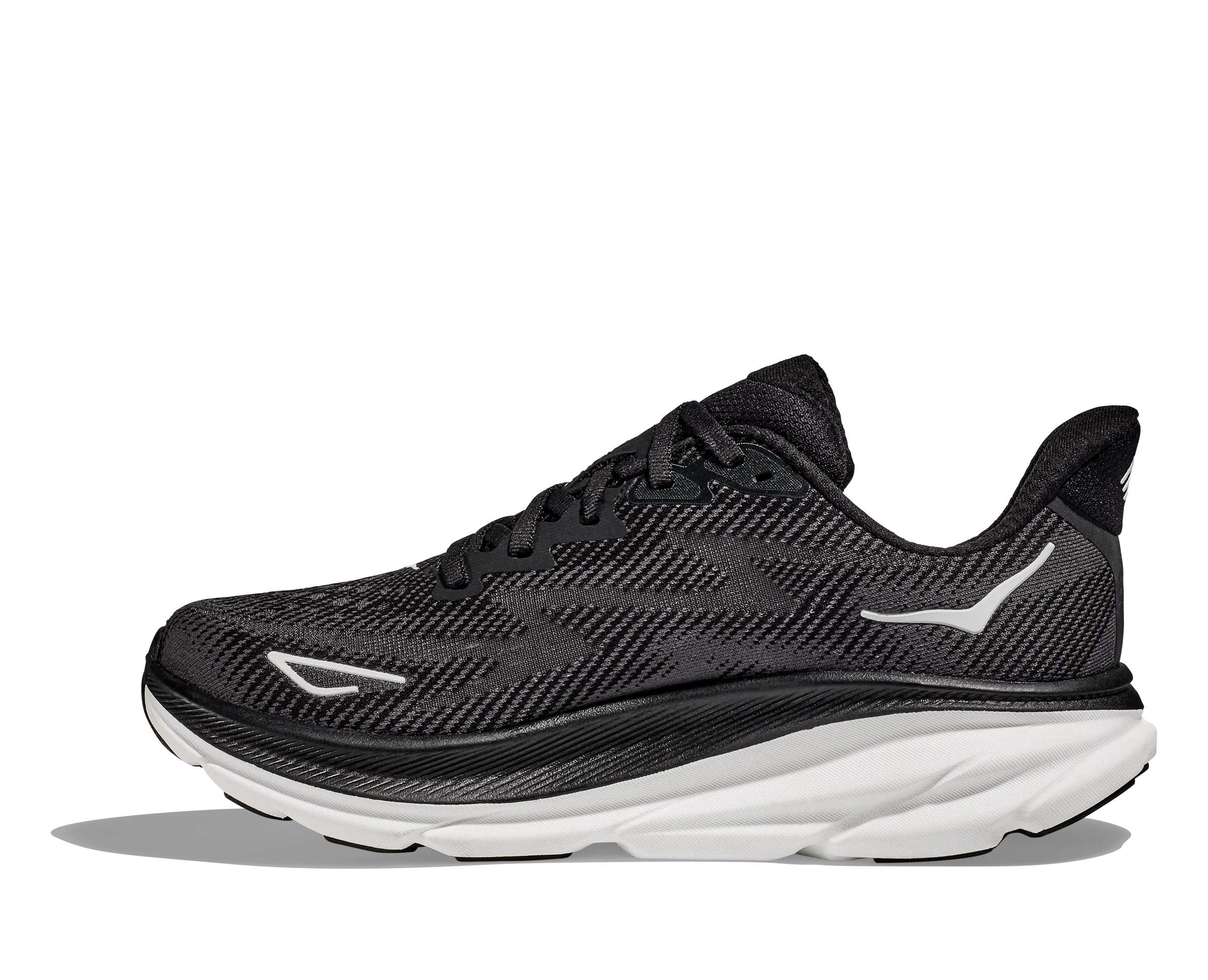 Women's HOKA Clifton 9 Running Shoe in Black / White