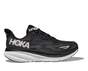 Women's HOKA Clifton 9 Running Shoe in Black / White