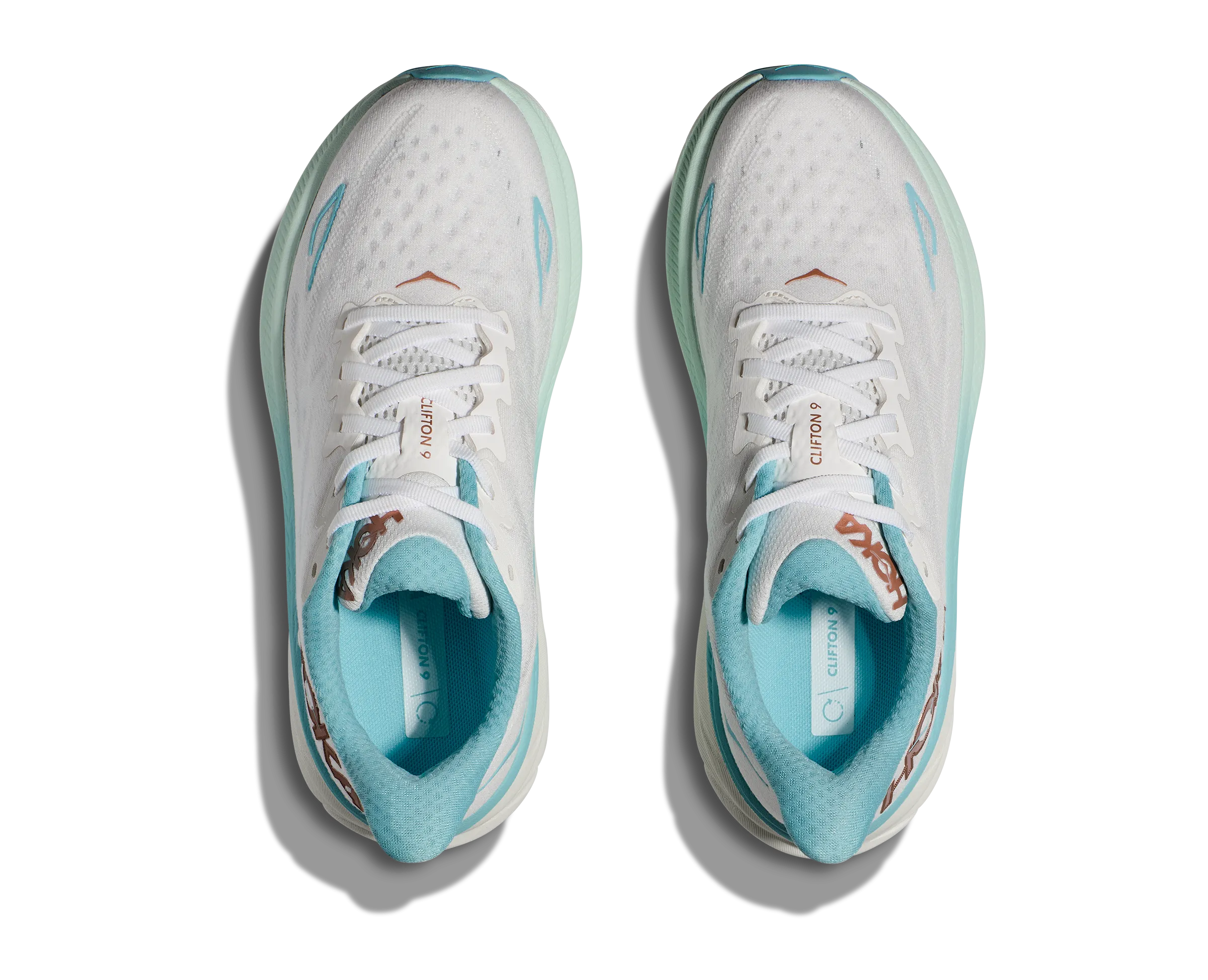 Women's HOKA Clifton 9 Running Shoe in Frost / Rose Gold