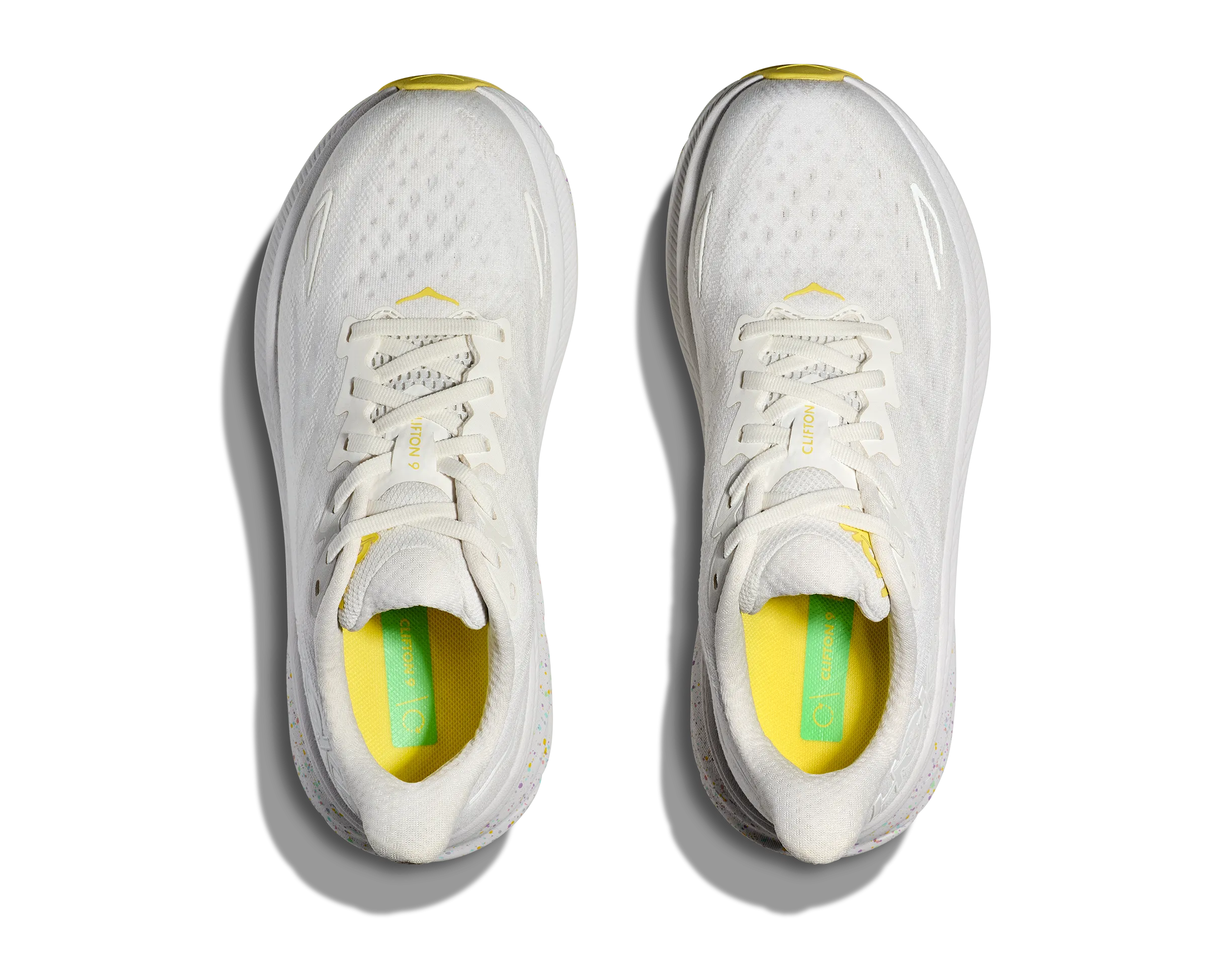 Women's HOKA Clifton 9 Running Shoe in White / Lemonade