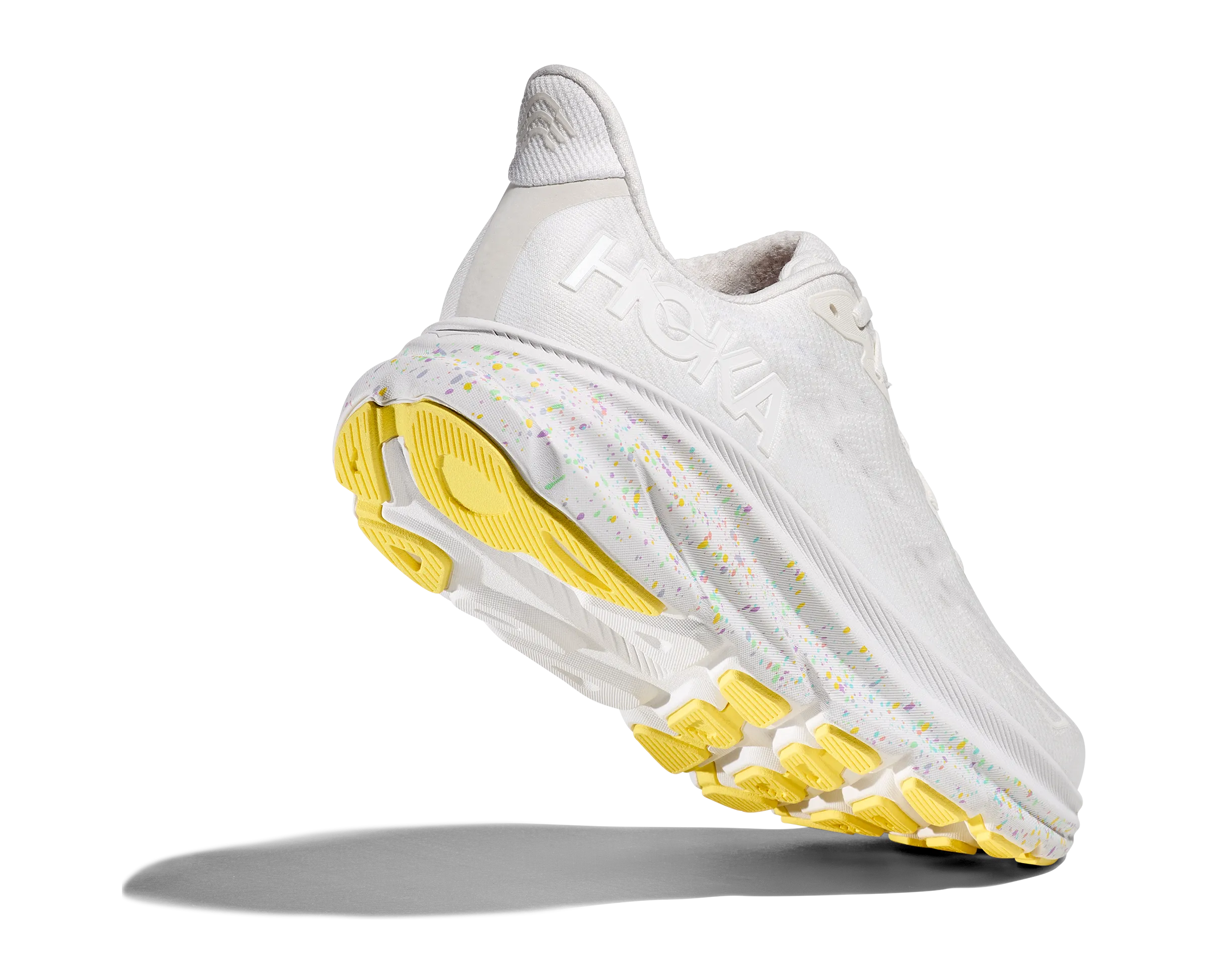 Women's HOKA Clifton 9 Running Shoe in White / Lemonade